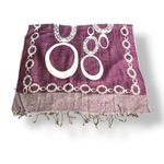 None Purple Reversible Geometric Circle Print Fringe Shawl Scarf Wrap Versatile Photo 8