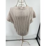 Elie Tahari Women’s Short Sleeve V Neck Beige Grey Sweater Size Large Photo 12