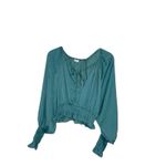 Mustard Seed  Boutique Boho  Blue  Deep- V Fitted Blouse Sz: Medium‎ Photo 1