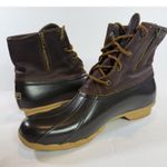 Sperry Womens Duck Boot Brown Rain Booties Warm Microfleece Rawhide Lace Up 11 Photo 6