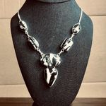 Sterling Silver Old Southwest White Buffalo Turquoise Cabochon Link Necklace 925 Photo 0