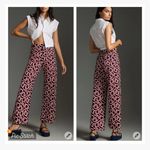 Maeve Anthropologie  The Colette Ponte Wide Leg Pants Red Navy Photo 1