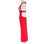 Vintage Maxi Bodycon Dress with Plunging Cutout Back and High Slit Red Size 4 Photo 5