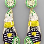 Lea & Viola Salt The Rim Beaded Beer Bottle Earrings Fiesta Party Fun Statement Dangle New Photo 0
