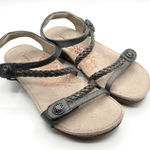 Aetrex ‎ “Jillian” Gray Braided Leather Strappy Sandal Women’s Sz 11 Comfort Photo 0
