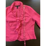 INC International Concepts Hot‎ Pink 100% Linen Ruffle Lightweight Jacket Medium Photo 9