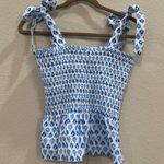 J.Crew Smocked Floral Cotton Top With Bow Tie Straps Womens Size S Classic EUC Photo 2