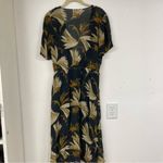 Diega Blue Green Tropical Print Faux Wrap Midi Dress Womens XS Beachy Vacation Photo 9