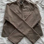 Sympli full zip lightweight brown Taupe Bomber Jacket, size 2 Made in Canada Photo 10