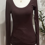 Mono B Chocolate Long Sleeve Top Brown Size M Photo 0