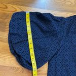 joe's jeans Joe’s Women’s XS Navy Blue Eyelet Cotton Flare Poof Sleeve Round Neck Top Blouse Photo 3