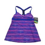 Tyr. Cyprus Ambu Active Swim Tank Tankini Top Contour Cup Striped Purple S Photo 2