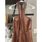 RTA Asymmetrical Leather Halter Midi Dress BROWN Womens Size Small Photo 5