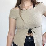 No Boundaries Vintage Y2K  2000’s Knit Cap Sleeve Open Front Tie Bow babydoll Top Photo 0