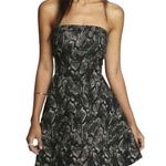 EXPRESS New $118 Womens Strapless Metallic Gold Black Snake Fit Flare Dress 8 Photo 0