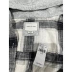 American Eagle American Eagle Plaid Flannel Button Up Hoodie Shirt Medium Black White Gray Photo 4
