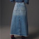 Pilcro Anthropologie  The Madi Front Slit Denim Maxi Skirt Faded Blue Wash Size 6 Photo 4