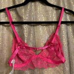 Free People  Bright Eyes Hot Pink Romantic Coquette Sheer Lace Bralette S NWOT Photo 1