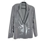 Norma Kamali  Single Breasted Straight Fit Jacket Silver Photo 2