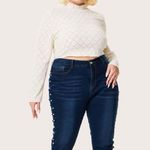 Cider Women’s Pearl Side Studded Curve & Plus Stretch Denim SkinnyJeans-1 X Photo 8