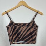 Summersalt  Tan Modern Zebra Toffee & Sea Urchin The Midi Sports Bra Tank Top Photo 3