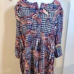 FIG AND FLOWER Paisley Print 3/4 Sleeve Lightweight Tunic w/Pocket Womens 2X Blue Photo 0