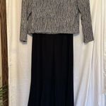 Alex Evenings  Women Size 14 Maxi Dress W/ Jacket Black Silver Sparkle Set Formal Photo 2