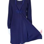 Vintage 80s 90s Blue Butterfly Beaded Sweater Dress Cardigan XS/S Grandmacore Photo 5