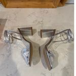 ASOS SIMI LONDON size 10 wide block heeled sandals embellished silver sparkle Photo 4