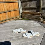 Marc Fisher  Jaimee White Leather Espadrille‎ Slide Sandals size  6 Photo 4