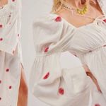 Free People NWOT $168 Boho  White & Red Emory Embroidered Midi Dress Sz XS-M Photo 5