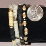 Tan Off White Black Disc Beads Beaded Boho Retro Stretchy Bracelets Photo 3