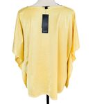 Alfani Elements Medium Top Stretch Draped Sleeves Scoop Neck Raffia Yellow Shiny Photo 4