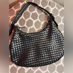 White House | Black Market Black Woven Shoulder Bag faux zip minimalist classic Photo 12
