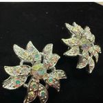 1967 Sarah Coventry Aurora Blaze AB Clip On Earrings Starburst Silvertone Silver Photo 9