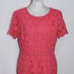 Talbots  Coral Pink Floral Lace Overlay Sheath Dress Size 6 Wedding Guest Dress Photo 2