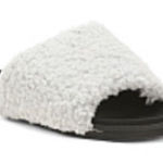 Anthropologie ROAM Cozy Fuzzy Slide Sandals in Black and Light Gray Size 7 Photo 0