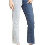 Alice + Olivia AO.LA Amazing Asymmetric Two Toned High Waist Boyfriend Jeans 25 Photo 0