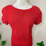 Ann Taylor Red Knit Crochet Retro Top Cardigan Photo 5