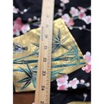 NEW Smithsonian S Black Kimono Robe Floral Fan Crane Yukata Made Japan Photo 9