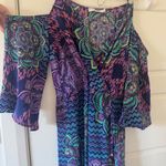 Alice & Trixie  sz L Womens 100% Silk Multicolor Floral Chevron Maxi Dress Boho Photo 3