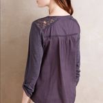 Anthropologie  Meadow Rue Anona Lace Bib Tee Top Womens Size‎ XS Pullover Navy Photo 2