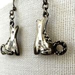 Silver tone Navjao Native American Tribal Dog Wolves Dangling Earrings Photo 1