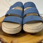Eileen Fisher Mayla Womens Denim Wedge Sandals Sz 8 Triple-Band Cushioned Comfy Photo 6