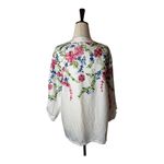 Kindred  Shirt Women Medium White Embroidered Floral Button Down Boho Cottagecore Photo 2