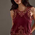 Anthropologie NWT By Embroidered Tank Top Color: Wine Size XL Photo 3