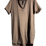 bobi Los Angeles Gauze V Neck Tunic Dress Tan Brown Casual Size S Photo 0