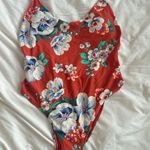 Aerie orange floral one-piece swimsuit (L) Photo 0