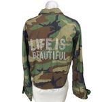 Hipchik Couture Women's Brown Green Camo Life Is Beautiful Denim Jean Jacket S Photo 1