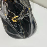 Eric Javits New York Black Patent Leather Satchel Bag with Gold Hardware & Red Photo 5